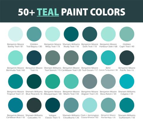 50  Best Teal Paint Colors to Buy in 2024 (Home Interior & Exterior) Teal Colored Houses Exterior, Shades Of Turquoise Colour Palettes, Tantalizing Teal Sherwin Williams, Best Teal Paint Color, Shades Of Brown Paint, Turquoise Paint Colors, Painted Exterior Doors, Teal Paint Colors, Brown Paint Colors