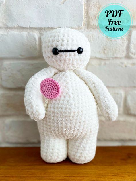 Disney Crochet Stuffed Animals, Disney Free Crochet Patterns, Baymax Crochet Pattern, Disney Amigurumi Free Pattern, Crochet Disney Characters, Quick Amigurumi Pattern Free, Baymax Crochet, Toys Quotes, Free Crochet Patterns Amigurumi