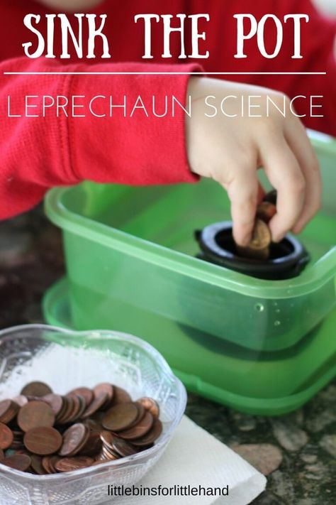 St Patrick's Day Sink or Float Experiment - Little Bins for Little Hands Sink Or Float Experiment, March Lesson Plans, Sant Patrick, March Preschool, March Lessons, Lucky Leprechaun, Sink Or Float, March Themes, St Patrick's Day Activities