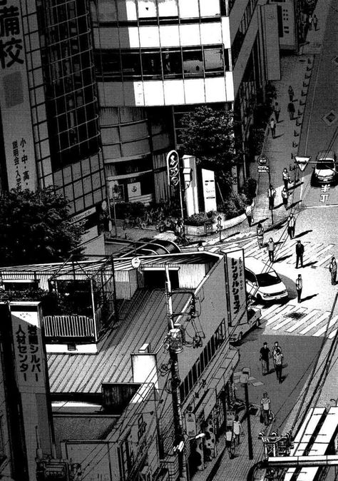 Cityscape Drawing, Goodnight Punpun, Arte Grunge, Anime City, Arte 8 Bits, Graphic Novel Art, Dark Phone Wallpapers, Screen Caps, Gray Aesthetic