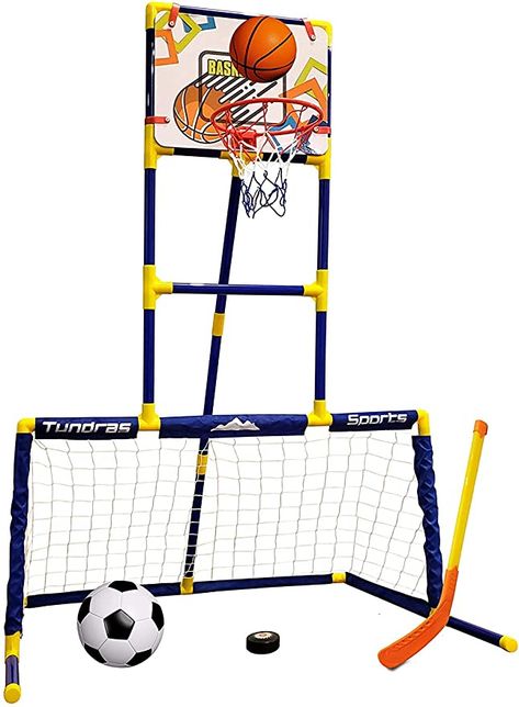 Amazon.com: 3 in 1 Sports Center - Kids Toy Basketball, Hockey, Soccer, Sports Station - Indoor Arcade Game, Includes Basketball Hoop, Hockey net, Soccer Goal for Toddlers and Children Boys and Girls Ages 1 - 12 : Toys & Games Indoor Arcade, Kids Outdoor Play Equipment, Hockey Nets, Basketball Toys, Sports Center, Soccer Sports, Sport Craft, Kids Basketball, Soccer Goal