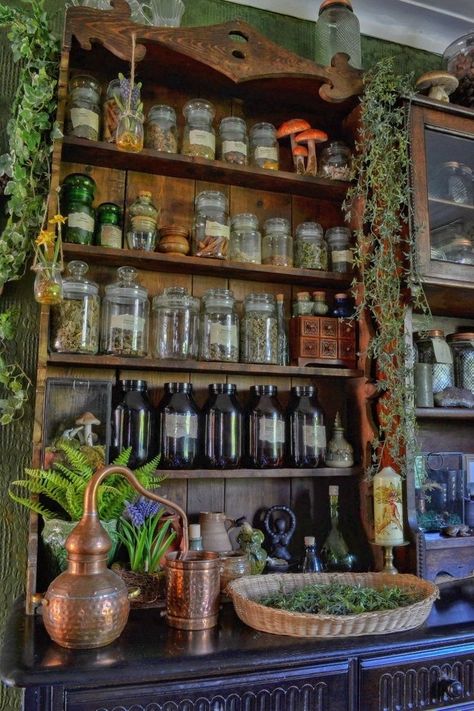 Practical Magic House, Witchy Cottage, Witchy Kitchen, Apothecary Decor, Witch Room, Cottage Witch, Witch Cottage, Herbal Apothecary, Witch House