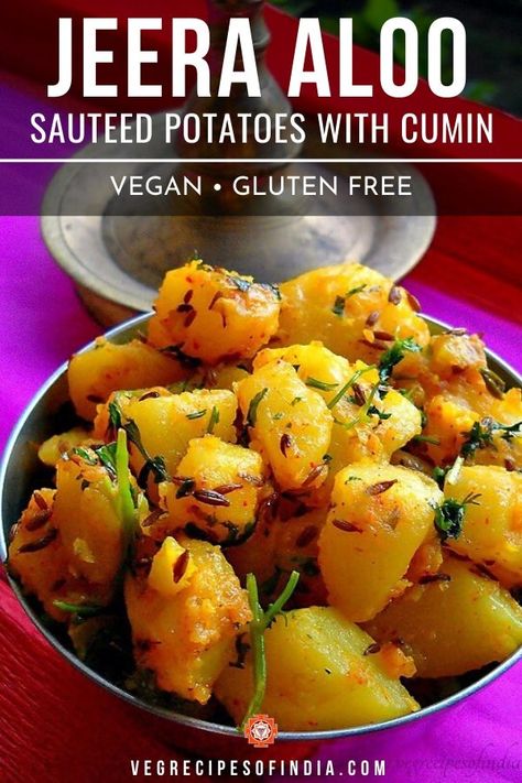 Aloo Mutter, Indian Potato Recipes, Jeera Aloo, Yummy Potatoes, Cumin Recipes, Indian Vegetable Recipes, Lentil Rice, Aloo Recipe, Sauteed Potatoes