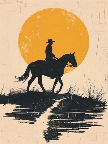 size: 12x9in Photographic Print: Cowboy in the Sunset by Andreas Magnusson : Cowboy Posters, American Wall Art, Indian Wall Art, Cowboy Pictures, Western Artwork, African Wall Art, Australia Wall Art, Western Paintings, Cowboy Theme