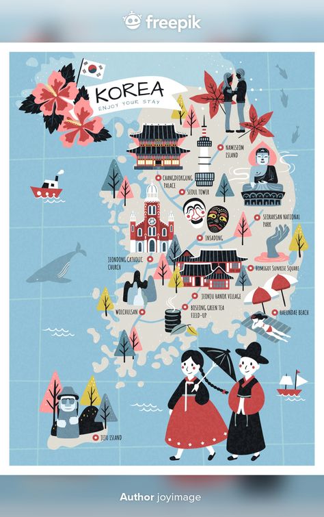 Map Of Korea, Seoul Attractions, Seoul Map, Seoraksan National Park, Korea Map, Landmark Poster, Korea Tourism, Tourism Day, Travel Poster Design