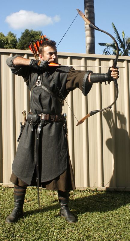 Stock Ranger Archer by DorianNavarre.deviantart.com on @deviantART Medieval Archer Outfit, Medieval Archer Art, Medieval Ranger Outfit, Archer Pose Reference Male, Medieval Archer Costume, Archer Clothes, Larp Ranger, Medieval Bow, Archer Outfit