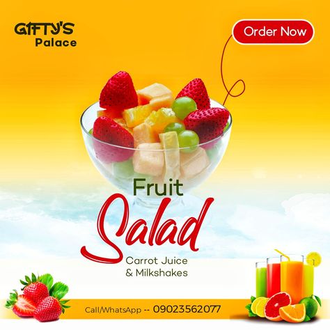 Fruit Flyer Design, Carrot Juice, Fruit Salad, Flyer Design, Carrots, Juice, Fruit, Design