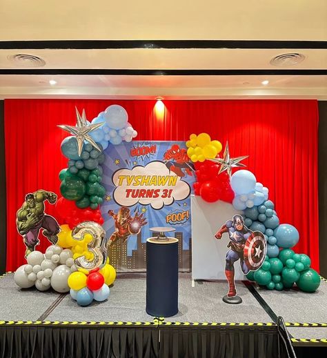 Sims Luv Creations (@simsluvcreations) • Instagram photos and videos Avengers Theme Birthday Decoration, Avengers Decorations Party, Party Balloon Backdrop, Avengers Theme Birthday, Avengers Party Decorations, Superhero Birthday Party Decorations, Superhero Backdrop, Avengers Decorations, Kuching Sarawak