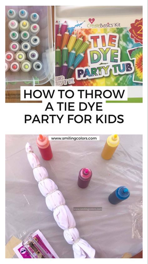 Plan and prep for a summer tie dye party with kids! Its easier than you think and a blast for both kids and parents! Tie Dye Pinata, Tie Dye Party Ideas, Tie Dye Station, Tye Dye Party, Tie Dye Birthday Party Ideas, Kids Tie Dye Party, Tie Dye For Kids, Sleepover Bday, Hotel Party Decorations