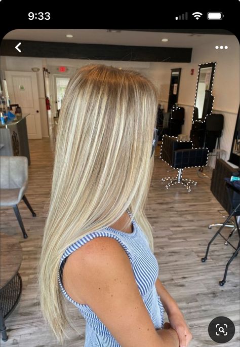 Full Head Highlights And Lowlights, Full Head Of Highlights On Blonde Hair, Mini Highlights Hair Blonde, Hair Ideas Colored Blonde, Partial Highlights On Dirty Blonde Hair, Blonde Hair Blended Roots, Full Highlight Blonde, Blonde Half Head Highlights, Blonde Highlights On Dark Hair All Over