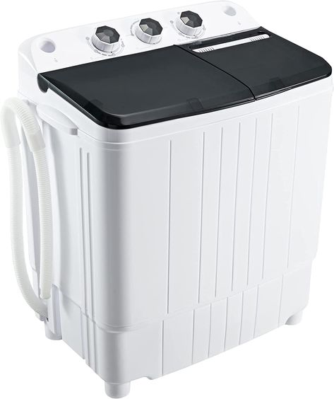 Homguava Portable Washing Machine 17.6Lbs Capacity Washer and Dryer Combo 2 In 1 Mini Compact Twin Tub Washing Machine Laundry Washer(11Lbs) & Spinner(6.6Lbs) with Built-in Gravity Drain Pump,Low Noise and Easy Store for Apartment,Dorms,RV Camping (black+white) Apartment Washer And Dryer, Mini Washer And Dryer, Washer And Dryer Combo, Compact Washer And Dryer, Portable Washer And Dryer, Compact Washing Machine, Washing And Drying Machine, Twin Tub, Compact Laundry