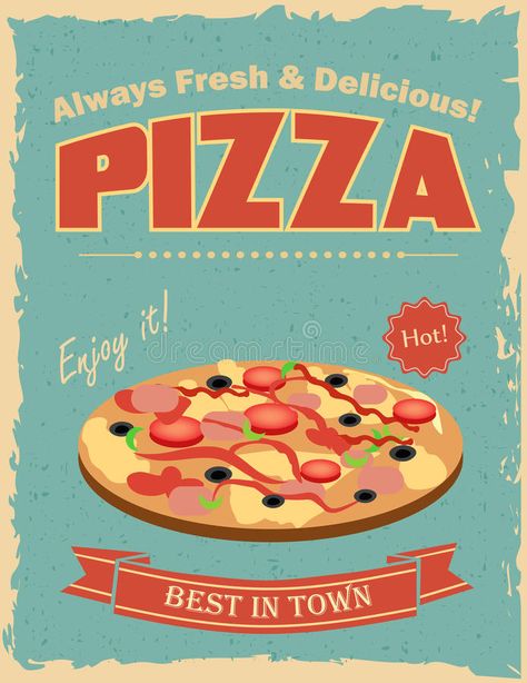 Restaurant Board, Vintage Pizza, Pizza Poster, Logos Retro, Pizza Logo, Futurisme Retro, Restaurant Poster, Pizza Art, Vintage Poster Design