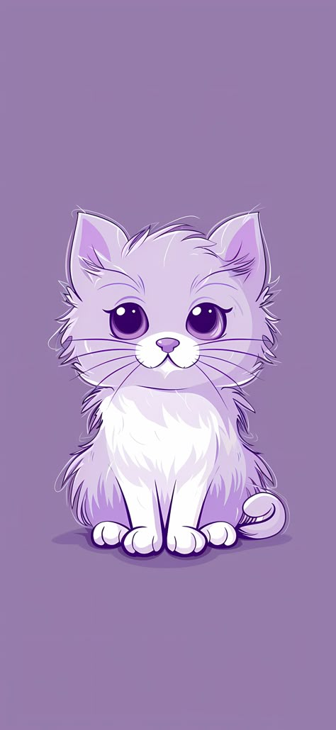 Cute Lavender iPhone Wallpaper - Charming Whiskers 4k HD - Illustration of a delightful kitten with lavender fur, offering a dash of cuteness to your daily scrolling. Lavender Aesthetic Vintage, Lavender Iphone Wallpaper, Purple Cat Wallpaper, Lavender Wallpapers, Hd Illustration, Cats Purple, Lavender Iphone, Purple Images, Wallpapers 2024