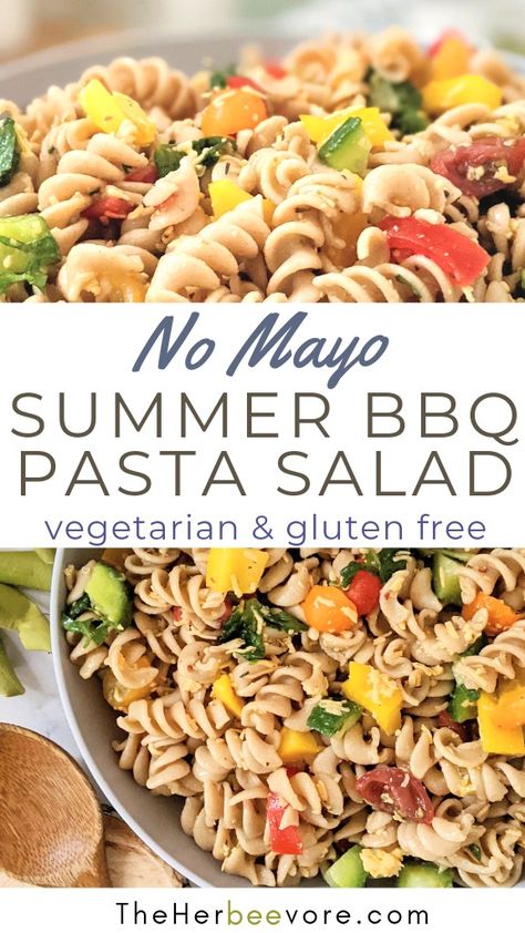 There’s nothing better than a big batch of pasta salad for a summer cookout and BBQ! Whether I’m hosting or heading over to a friend’s place, I always aim to make something that I can cook ahead of time. That way I get myself ready day-of, and grab the dish on my way out the door.

This Fresh Summer Pasta Salad Recipe Is:
Bright
Crunchy
Tangy
Vibrant
Loaded with Flavor Pasta Salad Bbq Side, Tailgate Pasta Salad Recipes, Non Mayo Pasta Salad, Clean Eating Pasta Salad, Pasta Salad No Dairy, Vegetable Pasta Salad Recipes Cold, Mayo Free Pasta Salad, Bbq Pasta Salad Recipes, Gluten Free Pasta Salad Recipes Cold