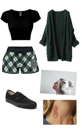 Harry Potter Slytherin Aesthetic Outfit, Slytherin Outfit Inspiration, Slytherin Outfit Summer, Slytherin Sleepwear, Slytherin Style Inspired Outfits, Slytherin Pjs, Slytherin Fashion Aesthetic, Draco Malfoy Inspired Outfits, Draco Malfoy Outfit