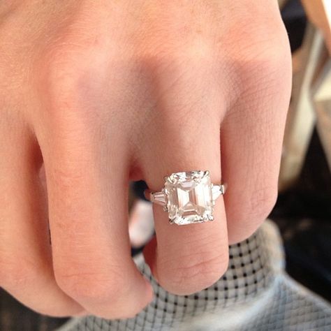 @stone_fox_brides photo: Engraved with lets do this 4 Carat Ring, Ascher Cut, Center Stone Engagement Ring, Kays Engagement Ring, Forever Ring, Dream Rings, The Bling Ring, Stacked Wedding Rings, Stone Fox