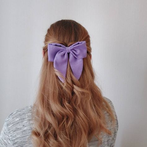 "Perfect hair bow clip for half up half down hairstyles" Purple Hair Bow, Half Up Hairstyle, Half Up Half Down Hairstyle, Down Hairstyle, Toddler Bow, Hair Bow Clip, Purple Bow, Bow Clip, Family Set