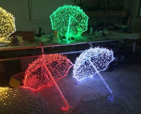 Christmas Decorative Outdoor LED Umbrella Lights Umbrella Crafts, Ramadan Decorations Lights, Commercial Christmas Lights, Outdoor Decorations Ideas, Glow Garden, Outdoor Christmas Decorations Lights, Christmas Garden Decorations, Umbrella Decorations, Boat Parade