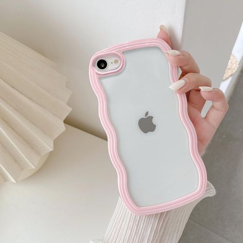 QLTYPRI Compatible with iPhone 7 Case/iPhone 8 Case, Cute Curly Wave Frame Clear Case for Girls Women, Transparent Soft Silicone TPU Bumper Shockproof Phone Cover for iPhone 7/8 - Pink Iphone 7 Aesthetic Case, Iphone 8 Plus Case Aesthetic, Iphone 6s Case Aesthetic, Phone Cover Aesthetic, Ipod Touch Cases, Cute Camera, Girly Phone Cases, Girl Phone Cases, Cute Phone Case