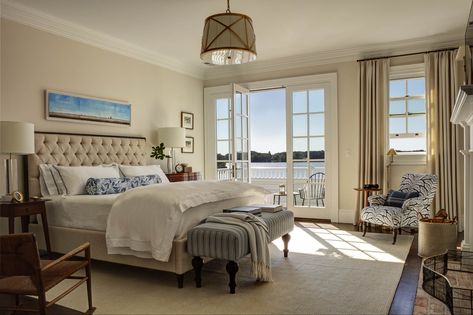 Eastern Shore Grandeur - Purple Cherry Putnam Ivory, Doors Colors, Residential Architect, Bedroom Goals, Eastern Shore, Waterfront Homes, Elegant Homes, Benjamin Moore, Maine House