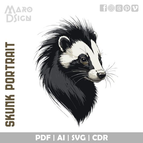 Skunk Drawing, Animal Black And White, American Wildlife, Vector Clipart, Digital Graphics, Unique Charms, Vector Graphics, Artist Inspiration, Amazing Art