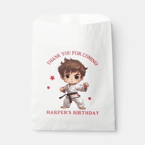 Martial Arts Party Favors, Martial Arts Party, Martial Arts Birthday, Martial Arts Master, Party Favor Bag, Karate Martial Arts, Art Birthday Party, Art Theme, Favor Bag