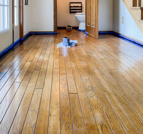 Easy How to Refinish Hardwood Floors Without Sanding - Design to Build Gel Stain Floor, Diy Hardwood Floor Refinishing, Diy Hardwood Floor, Refinish Hardwood Floors, Diy Hardwood Floors, Hardwood Floor Refinishing, Refinish Wood Floors, Sand Floor, Old Wood Floors