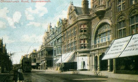 Bournemouth Christchurch Road Dorset England c.1907 Bournemouth England, Dorset England, Victorian Architecture, Bournemouth, Christchurch, Old Houses, Places Ive Been, Natural Beauty, Street View