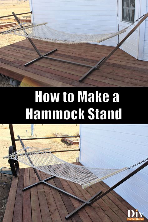 Everything you need to know to make a stand for your hammock! #diyonthehouse Metal Hammock Stand, Outdoor Hammock Ideas, Diy Hammock Stand, Hammock Stand Diy, Hammock Frame, Diy Hammock, Hammock Stands, Hammock Bed, Spreader Bar