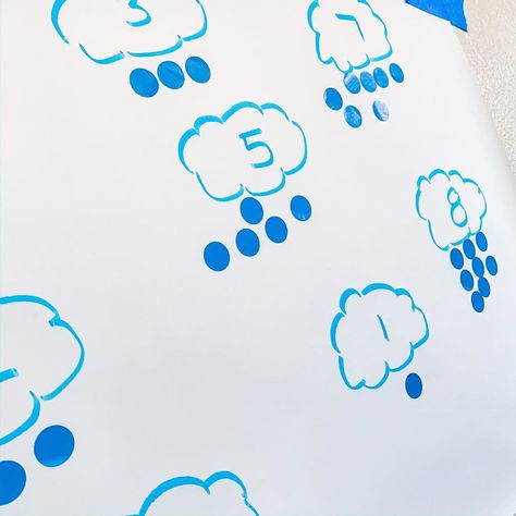 Kelly McFarland on Instagram: “Raindrop Counting 🌧 . Rolled out the #butcherpaper and sketched a few number clouds for the girls to practice identifying and counting…” Rainbow Crafts Preschool, Preschool Weather, Paper Clouds, Weather Theme, Crafts Preschool, Rainbow Crafts, Cloud Art, Pre Kindergarten, Counting Activities