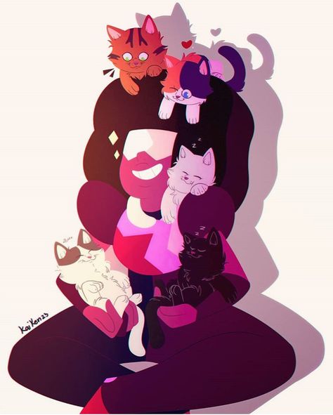 This makes me happy that she gets happy time with kittens Steven Universe Fusion, Garnet Steven Universe, Greg Universe, Steven Universe Wallpaper, Steven Universe Drawing, Steven Universe Memes, Steven Universe Characters, Cat Stevens, Steven Universe Comic