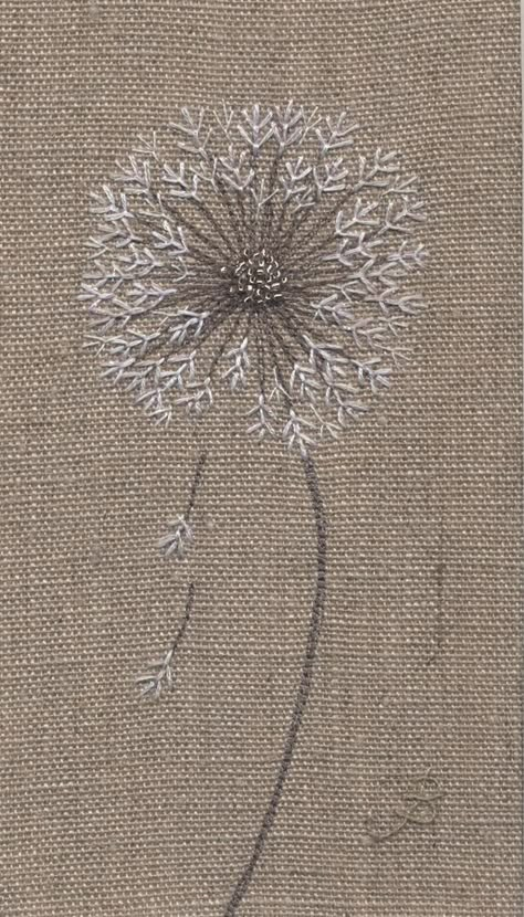 Embroidery Stitches Flowers, Dandelion Clock, A Dandelion, 자수 디자인, Silk Ribbon Embroidery, Crewel Embroidery, Hand Embroidery Stitches, Hand Embroidery Patterns, Embroidery Inspiration