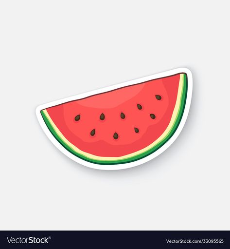 Watermelon Stickers Printables, Sliced Fruit Drawing, Watermelon Slice Tattoo, Watermelon Slice Drawing, Healthy Food Stickers, Healthy Stickers, Healthy Vegetarian Food, Cartoon Watermelon, Watermelon Sticker