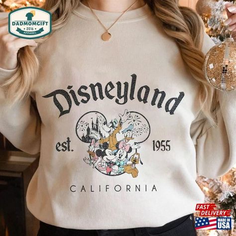 Disneyland Est 1955 California Mickey And Friends Shirt Disney's Gift Family Sweatshirt Retro Hoodie Unisex T-Shirt Check more at https://dadmomgift.com/product/disneyland-est-1955-california-mickey-and-friends-shirt-disney-s-gift-family-sweatshirt-retro-hoodie-unisex-t-shirt/ Disneyland 2024, Disneyland Sweatshirt, Disney 2024, Disney Gift, Vintage Disneyland, Disney California, Disney Aesthetic, Disney Trip, Friends Shirt