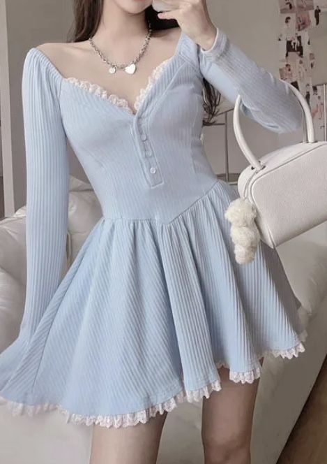 Pastel Blue Outfit, Blue Y2k Outfit, Mini Dress Y2k, Cutesy Outfit, Outfits Anime, Blue Dress Outfits, Preppy Aesthetic Outfits, Cute Blue Dresses, Character Vibes