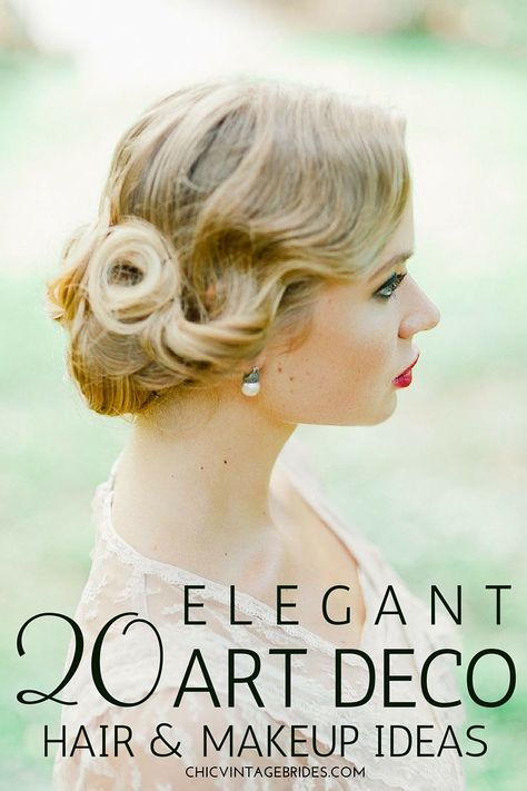 Snippets, Whispers and Ribbons – 20 Elegant Art Deco Bridal Hair and Makeup Ideas Moriah Peters, Bridal Hair Veil, Wedding Hair Half, Art Deco Hair, Bridesmaid Hair Long, Chic Vintage Brides, Vintage Wedding Hair, Bridesmaid Hair Updo, Enchanted Garden