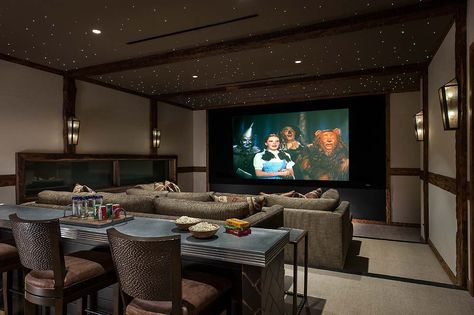 Enclosed Fireplace, Cuddle Couch, Basement Home Theater, Media Room Design, Cozy Bedrooms, Best Home Theater, Apartment View, Home Theater Setup, Interior Design Rustic