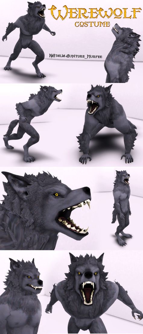 Werewolf costume | Natalia-Auditore on Patreon Ts4 Werewolves, Werewolf Cc Sims 4, Ts4 Werewolf Cc, Sims 4 Monster Cc, Sims 4 Werewolf Cc, Sims 4 Werewolves, Sims 4 Werewolf, Sims 4 Monster, Wolf Ears And Tail