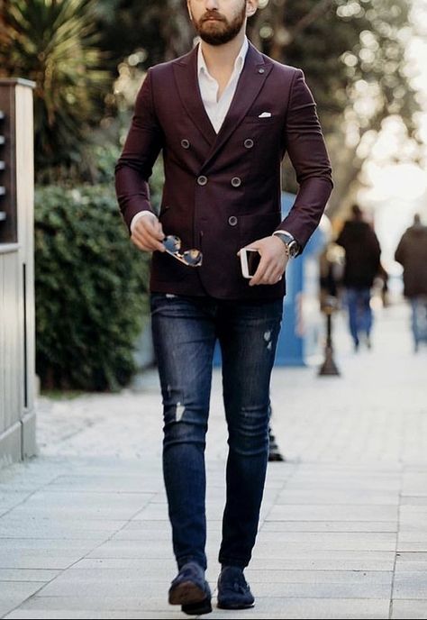 Wine Blazer Outfit, Wine Blazer Outfit Men, Celebrity Mansions, Best Indian Wedding Dresses, Blazer Men, Mens Fashion Blazer, Blue Ripped Jeans, Wedding Dress Men, Indian Wedding Dresses