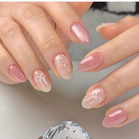 Blush Dip Nails, Polished Nails Designs, Pink Gel Mani, Korean Jelly Nails Designs Short, Nail Inspo Asian, Easy Pink Christmas Nails, Asian Christmas Nails, Korean Gel Nails Simple, Kuku Pink