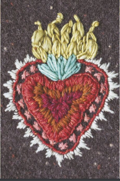 Flaming Heart Embroidery, Crochet Sacred Heart, Embroidered Sacred Heart, Sacred Heart Crochet, Embroidery Sacred Heart, Latin Embroidery, Sacred Heart Embroidery, Sacred Heart Art, Embroider Ideas