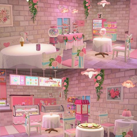 M i c h e l l e ♡︎ on Instagram: “Ellie’s sweet space 🧁🍩 ~.~.~.~.~.~.~.~.~.~.~.~.~.~.~.~.~.~.~.~.~.~.~.~.~.~.~ When I saw Ellie on my beach I definitely had to see what she…” Acnh Ellie House, Acnh Pink House, Animal Crossing Pink Kitchen, Pink Cafe Animal Crossing, Animal Crossing Pink Bathroom, Animal Crossing Pink Room, Pink Animals, Qr Codes Animal Crossing, Happy Wednesday