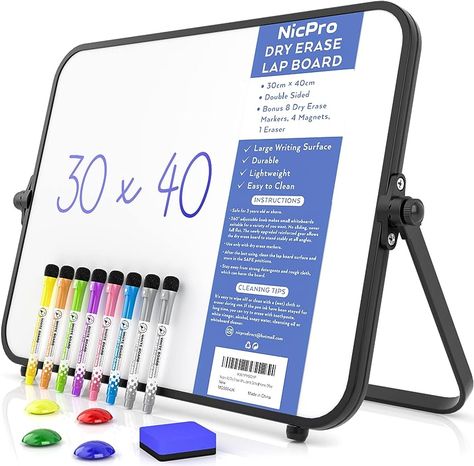 Nicpro Dry Erase Small Whiteboard A3 with Non-Slip Stand, 30 x 40 cm Double Sided Magnetic Desktop White Board with 8 Pens, Eraser, Magnet, Portable Writing Easel for Kid Drawing Student Classroom Use : Amazon.co.uk: Stationery & Office Supplies Disclaimer: affliate links attatched Whiteboard Aesthetic, Drawing Student, Teacher Essentials, Small Whiteboard, Kid Drawing, Teacher Office, Aesthetic Bedroom Ideas, Literacy Center, Pin Up Outfits