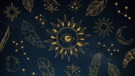 Templates Line Art Desktop Wallpaper, Galaxy Line Art, Tarot Cards Aesthetic, Desktop Wallpaper Template, Art Desktop Wallpaper, Astrology Wallpaper, Cards Aesthetic, Leo Tarot, Fb Cover Photos