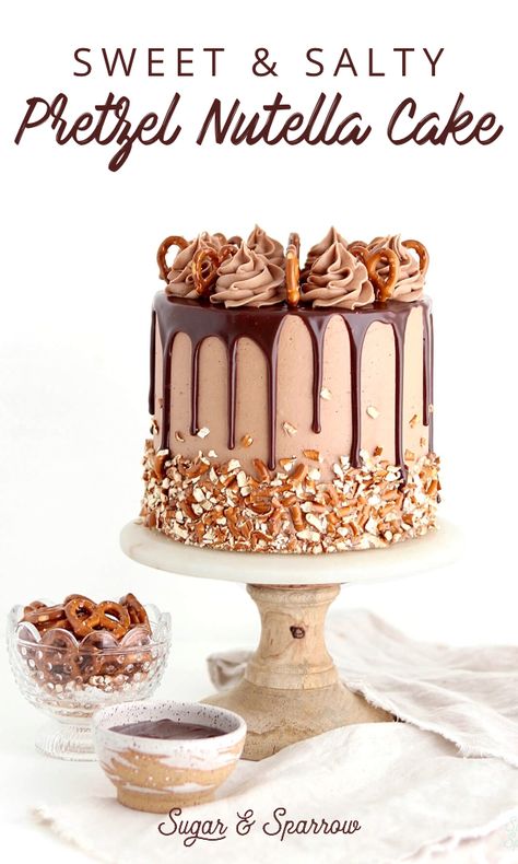 Nutella Cake Recipe, Pretzel Cake, Nutella Recipes Cake, Comic Cake, Nutella Ganache, Amazing Cake Decorating, Nutella Recipes Easy, Nutella Buttercream, Nutella Cake