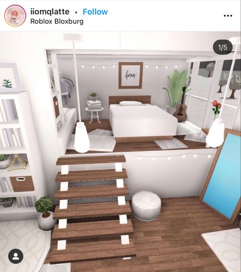 Bloxburg Bedroom Idea, Bloxburg Bedroom, Blocksburg Room Ideas￼, Two Story House Design, Bloxburg House Ideas 2 Floor, House Decorating Ideas Apartments, Small House Layout, Simple Bedroom Design, Tiny House Layout