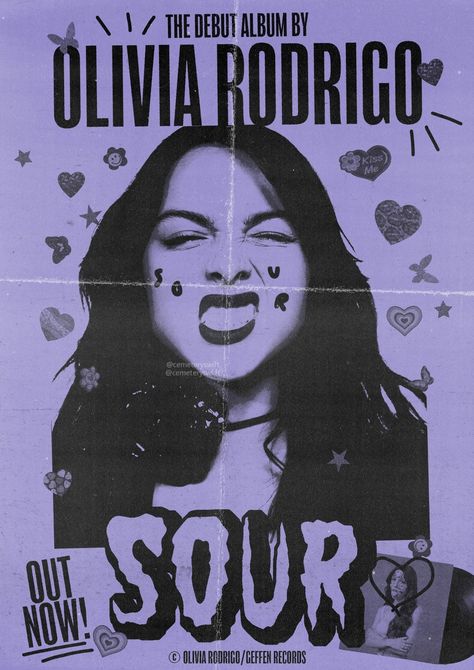 Purple Aethstetic, Olivia Rodrigo Sour, Grunge Posters, Olivia + Core + Aesthetic, Music Poster Design, Taylor Swift Posters, Poster Room, Picture Collage Wall, Fashion Boho