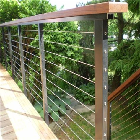 Bulk-buy 4-6 mm Wire Rope Stainless Steel Black Cable Railing Design for Balcony price comparison Railing Wood, Wire Balustrade, Wood Deck Railing, Stainless Steel Balustrade, Cable Railing Deck, Frameless Glass Balustrade, Stainless Steel Cable Railing, Steel Balustrade, Cable Railing Systems