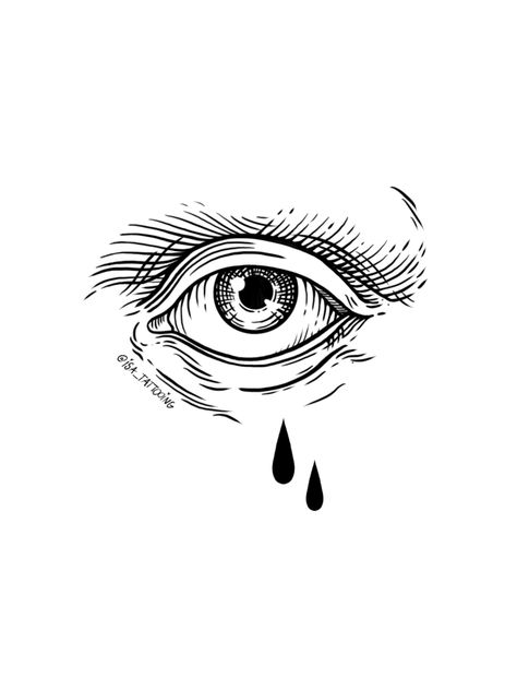 Etching or engraving style eye tattoo with tears. Tattoo design in woodcut optic. Eye Drop Tattoo, Tear Tattoo Design, Eye With Tear Tattoo, Tearing Eyes, Eye Engraving, Tears Tattoo, Tear Tattoo, Eye Tattoo Design, Man Falling