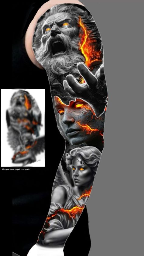 Crow Tattoo Design, Colored Tattoo Design, Zeus Tattoo, Egyptian Tattoo Sleeve, Hyper Realistic Tattoo, Black Art Tattoo, Tattoo Lettering Design, Thailand Tattoo, Samurai Tattoo Design